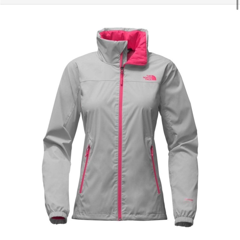Christmas Sale $35 The North Face HyVent rain jacket  embroidered pink